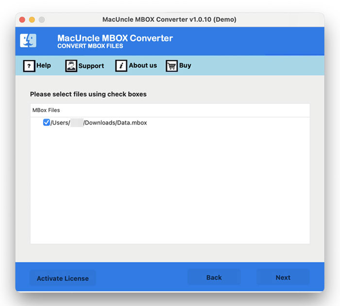 Upload desired file to Convert MBOX to Excel on Mac 